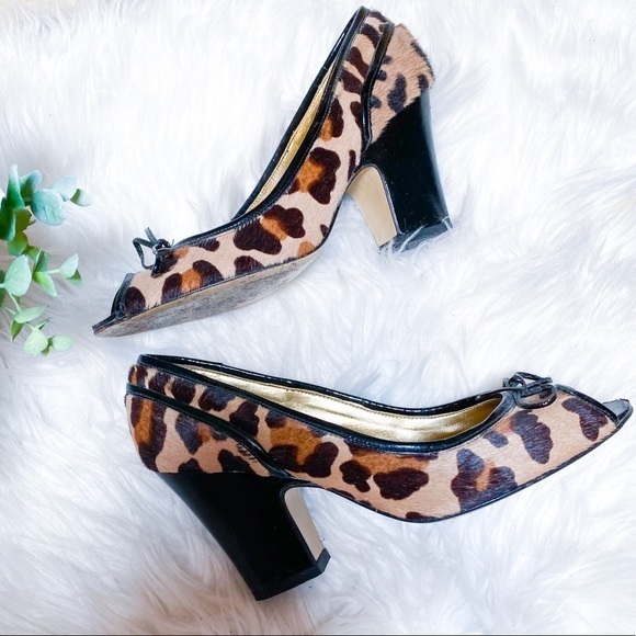 2/$20 Franco Barbieri Leopard Haircalf Peep-Toe - Picture 5 of 10